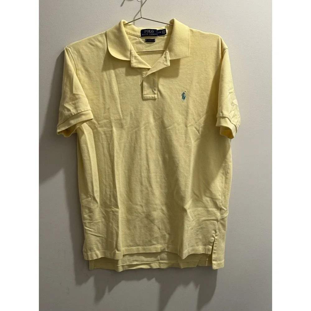 Polo Ralph Lauren Yellow Short Sleeve Size Large Men's Shirt Classic Fit